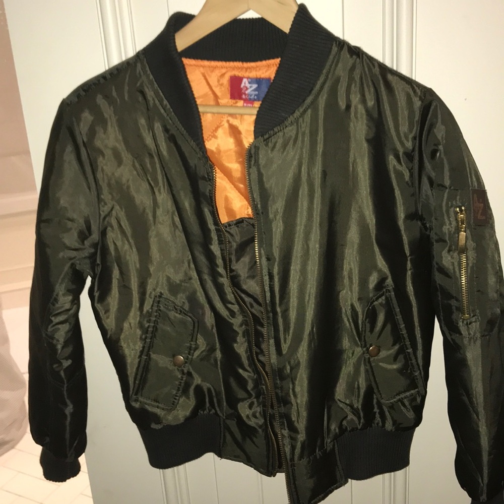 dark green khaki girls bomber jacket